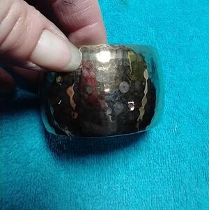 Gold brass Hammered Cuff Bracelet large vintage